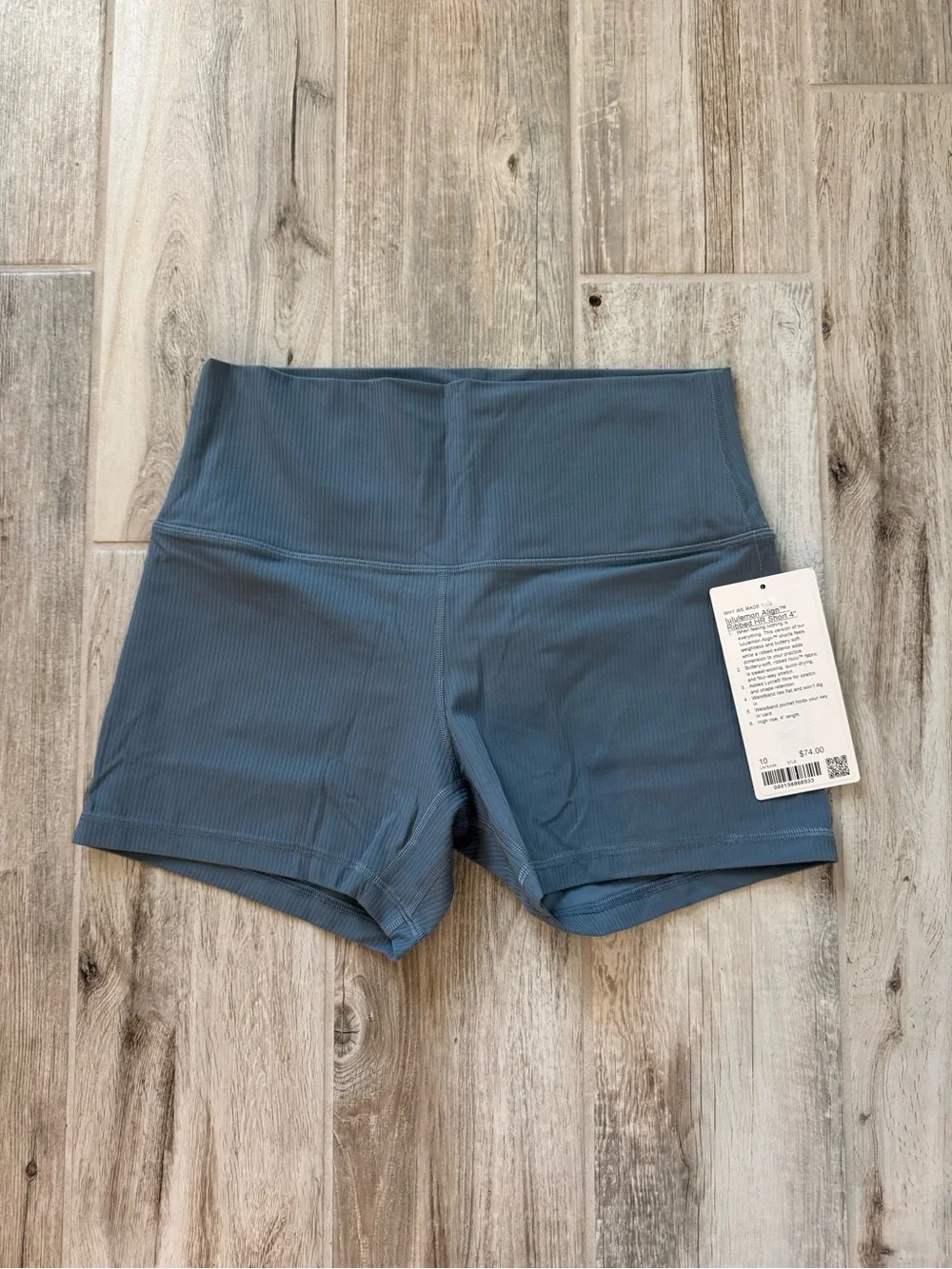 Lululemon Align Ribbed High Rise 4 inch Shorts in Steal Blue New With Tags